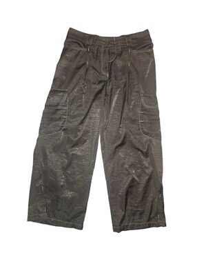 Designer Satin Cargo-Style Utility Pants with Contrast Stitching